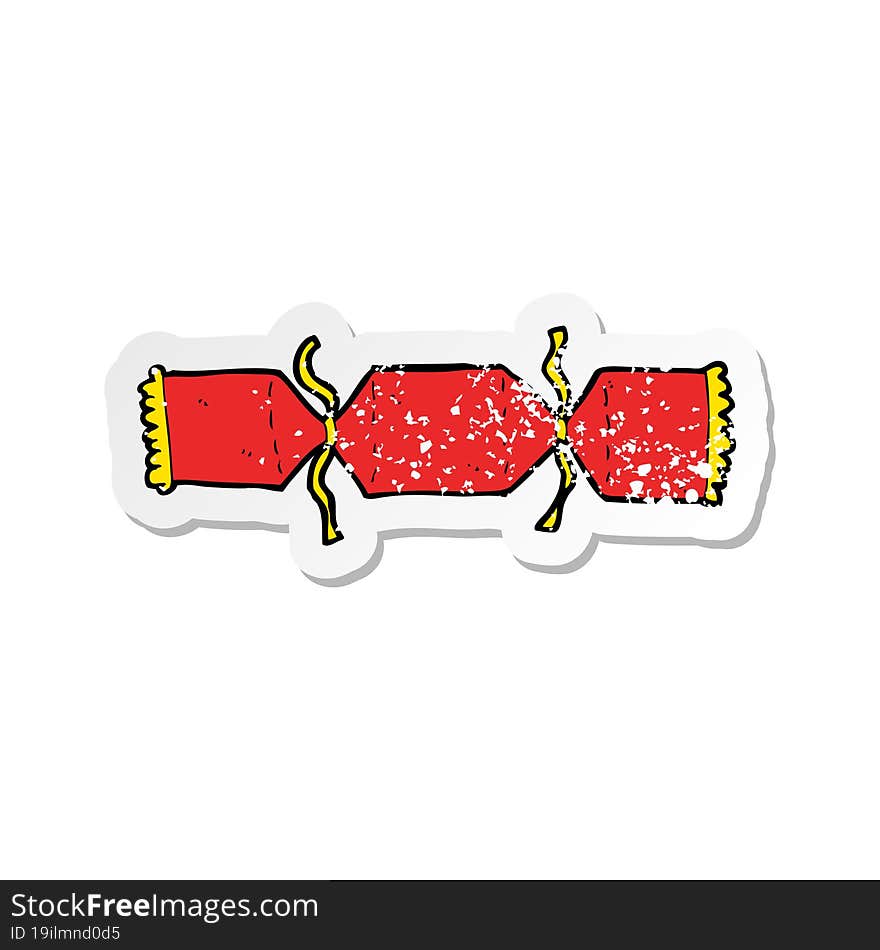 retro distressed sticker of a cartoon christmas cracker