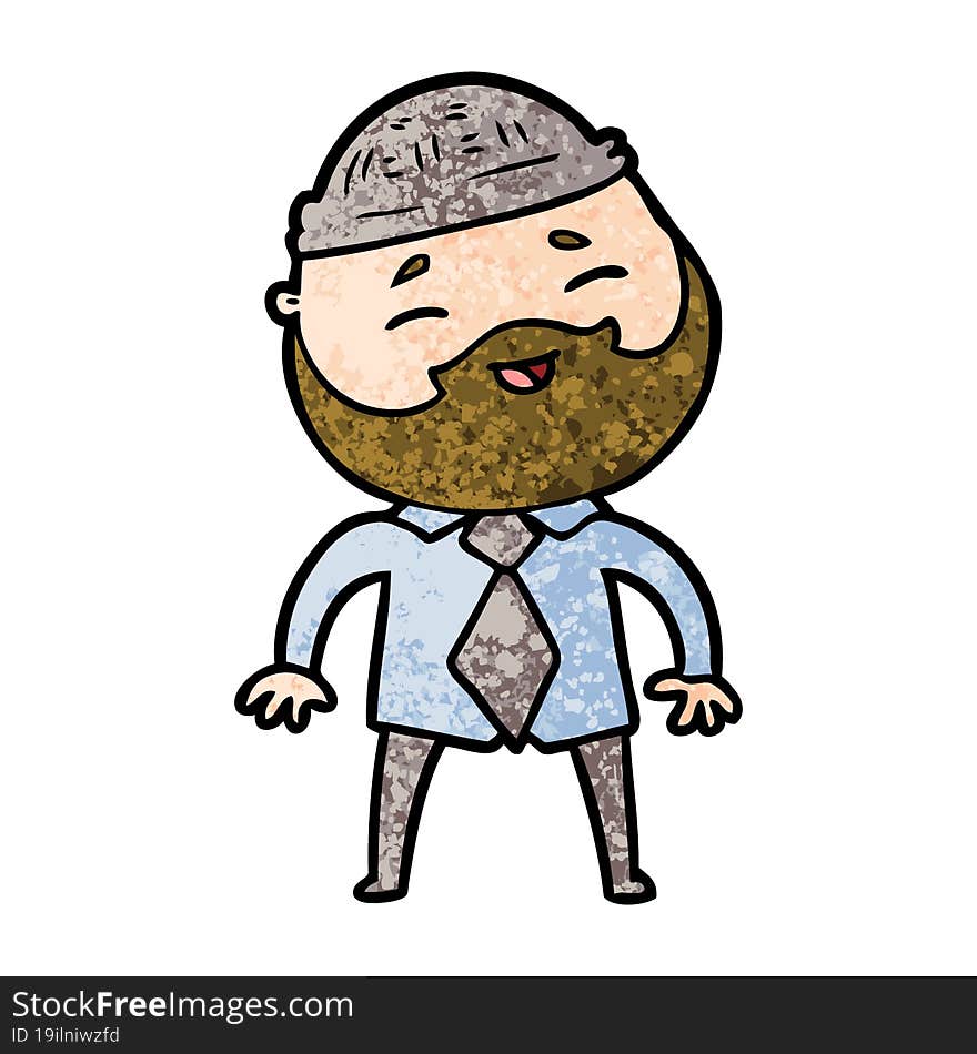 cartoon happy bearded man. cartoon happy bearded man