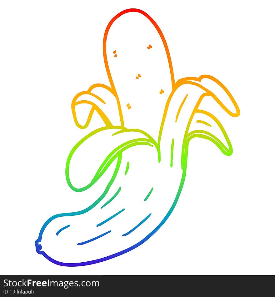 rainbow gradient line drawing cartoon banana