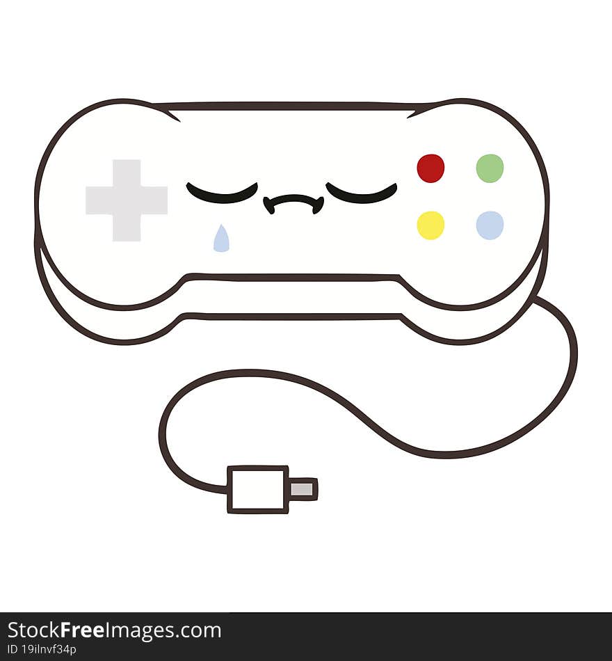 flat color retro cartoon game controller