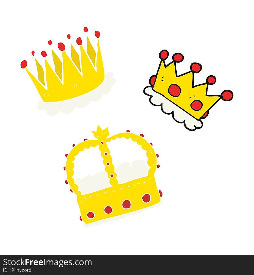 flat color illustration of a cartoon crowns