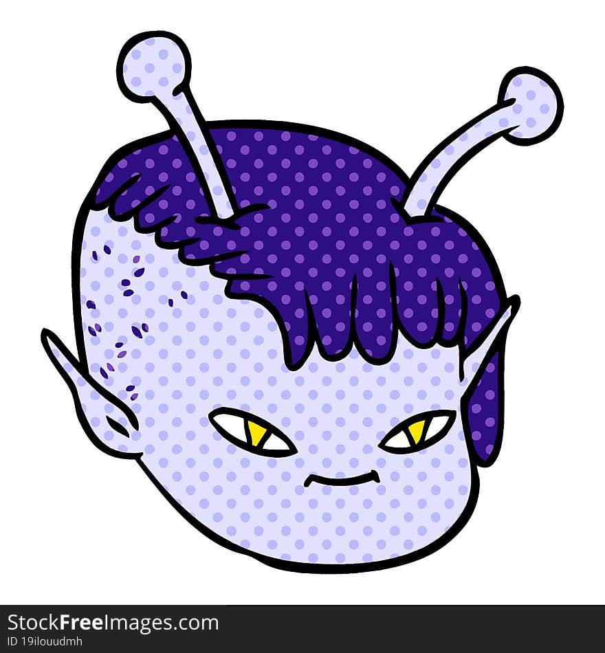 cartoon alien space girl face. cartoon alien space girl face