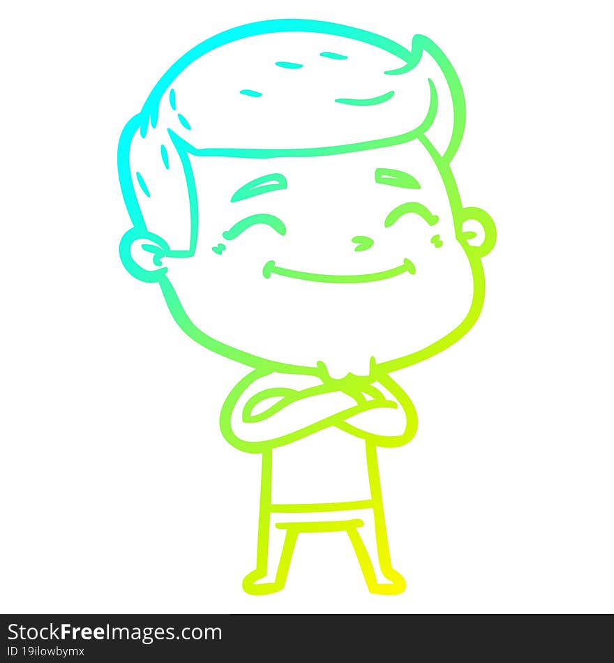 cold gradient line drawing happy cartoon man