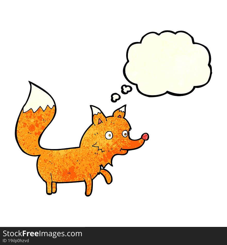 cartoon fox cub with thought bubble