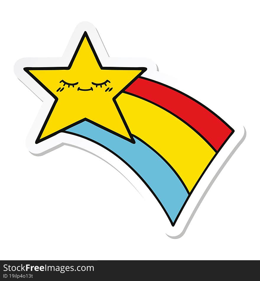 sticker of a cute cartoon shooting rainbow star