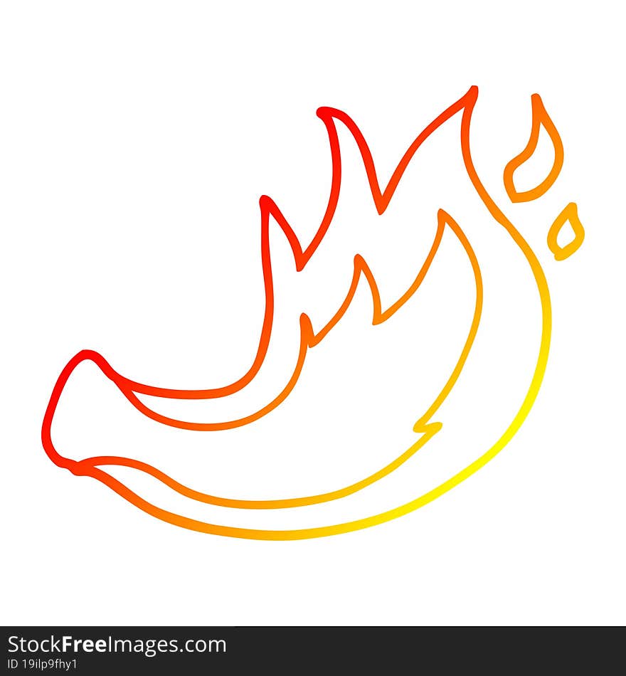 warm gradient line drawing cartoon flame