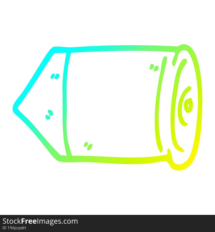 cold gradient line drawing of a cartoon bullet