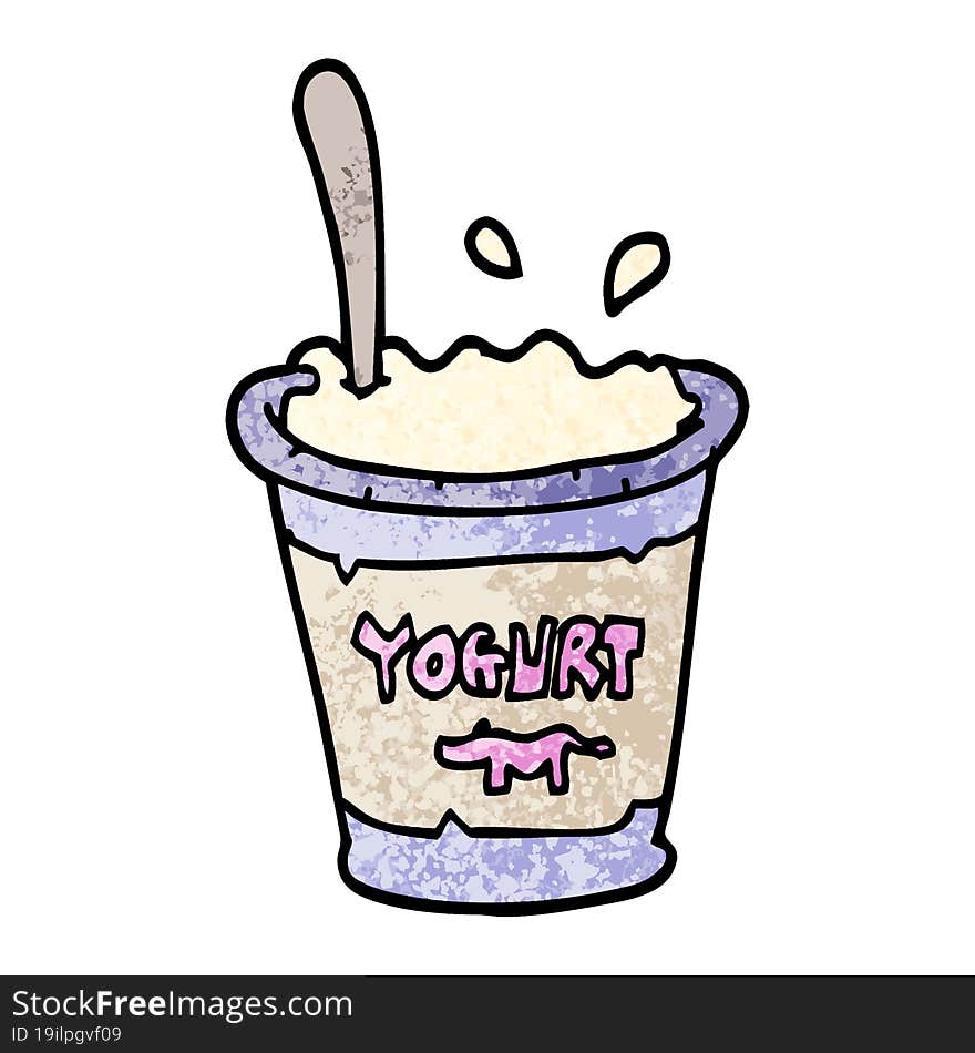 Grunge Textured Illustration Cartoon Yogurt