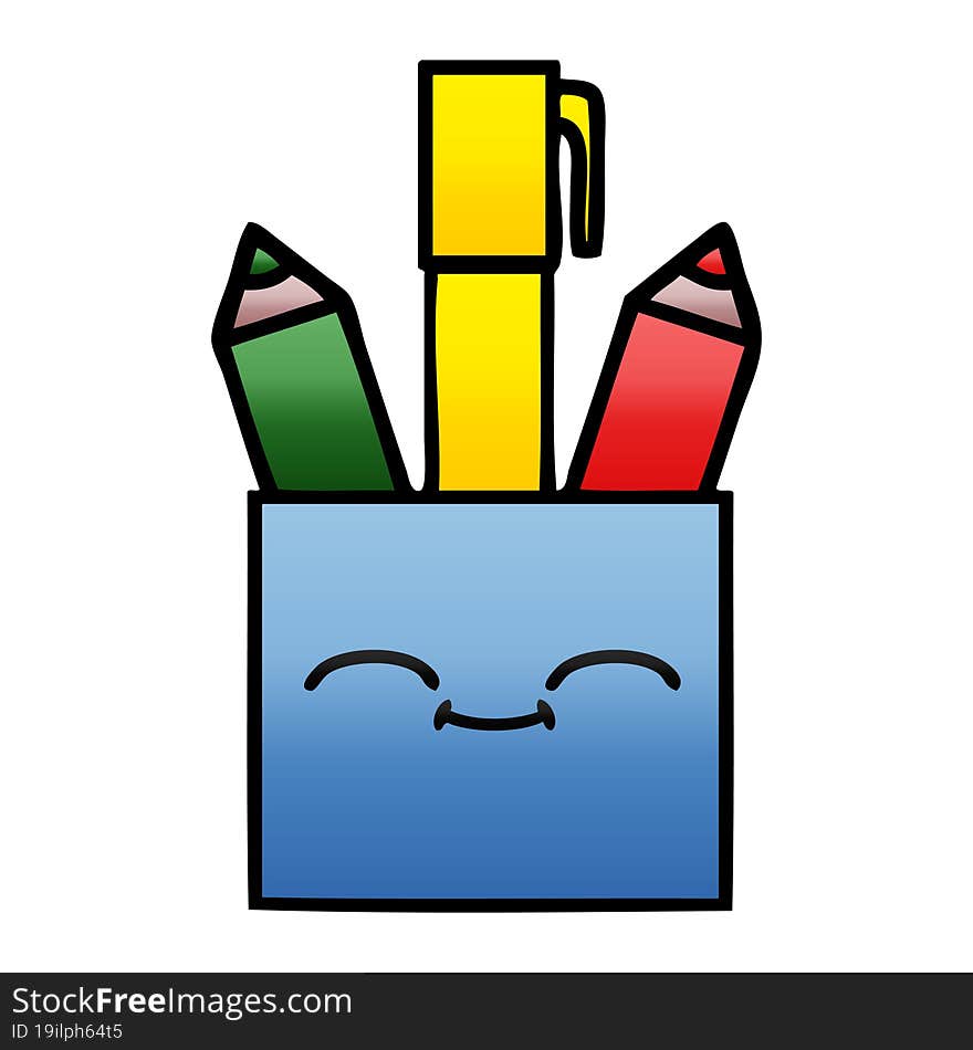 gradient shaded cartoon of a pencil pot