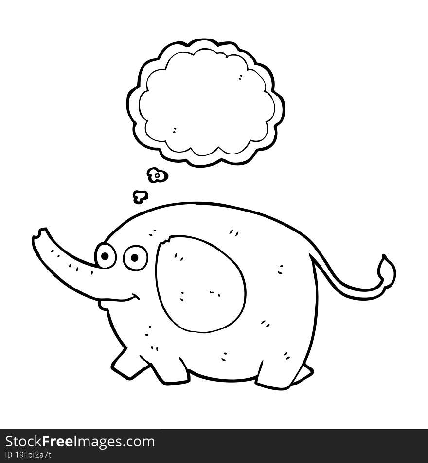 freehand drawn thought bubble cartoon elephant