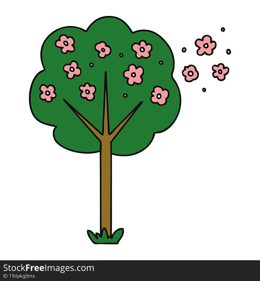 quirky hand drawn cartoon tree