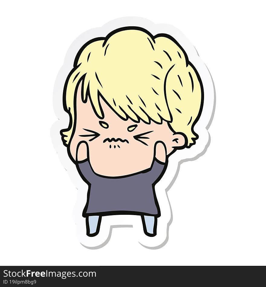 Sticker Of A Cartoon Frustrated Woman