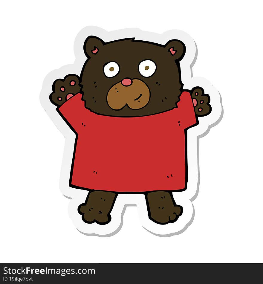 Sticker Of A Cartoon Cute Black Bear