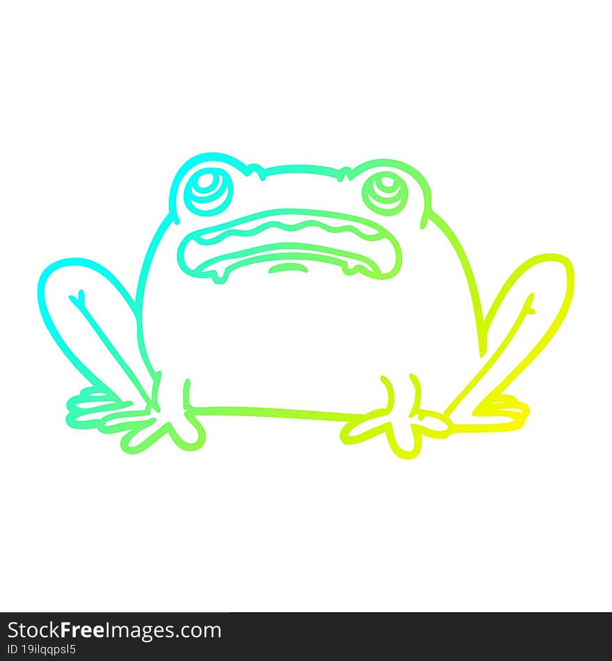 cold gradient line drawing of a cartoon frog