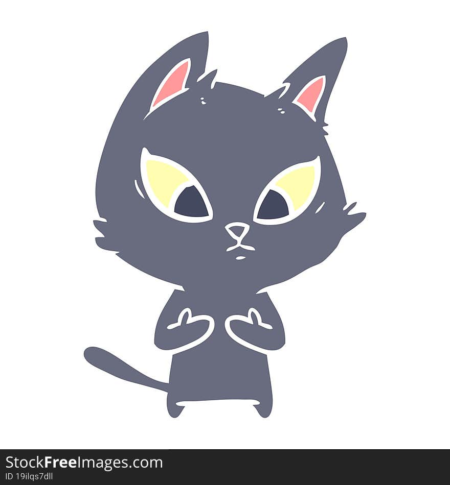 confused flat color style cartoon cat