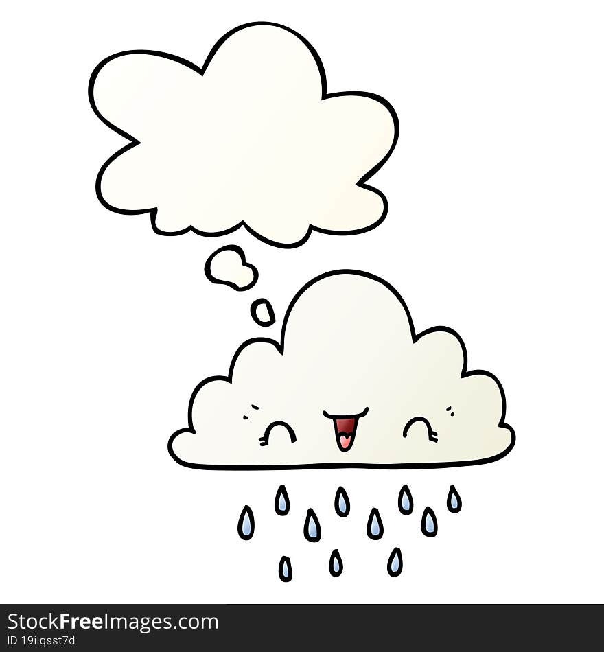 cartoon storm cloud and thought bubble in smooth gradient style