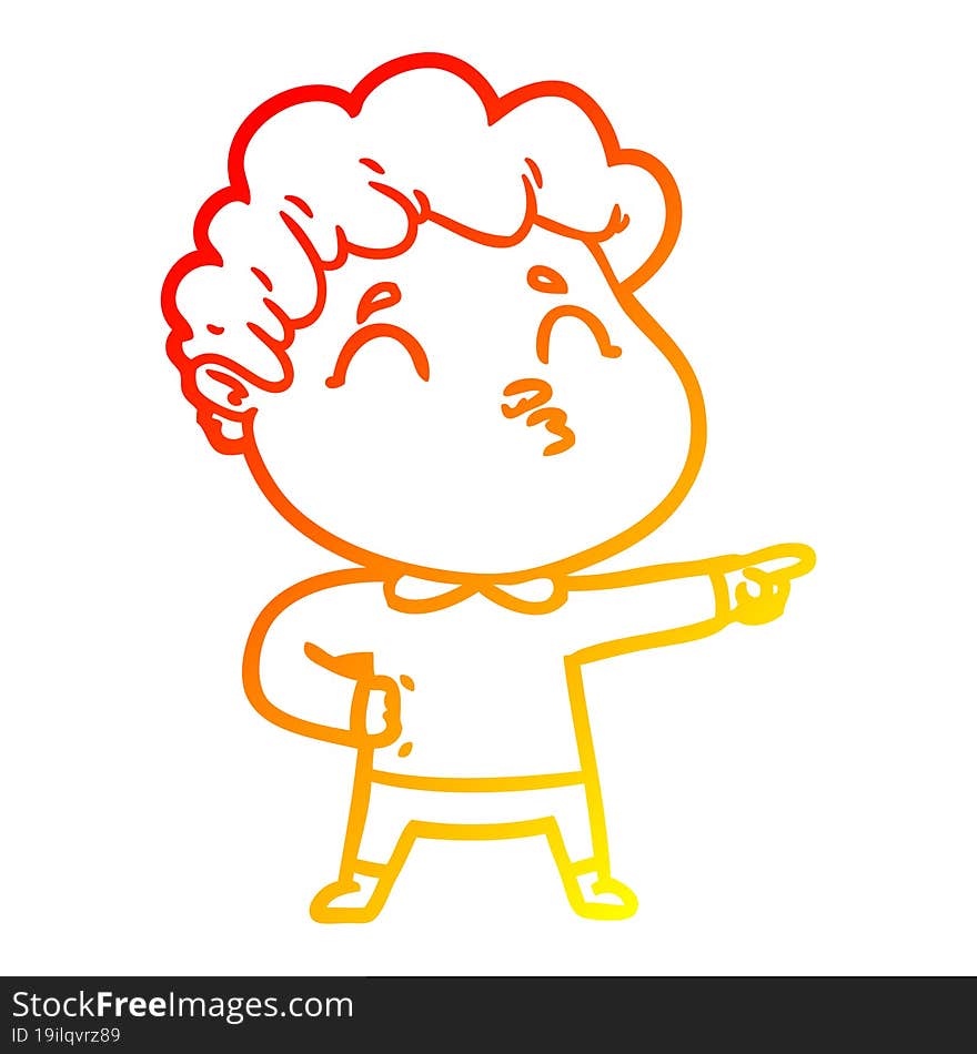 warm gradient line drawing cartoon man pouting