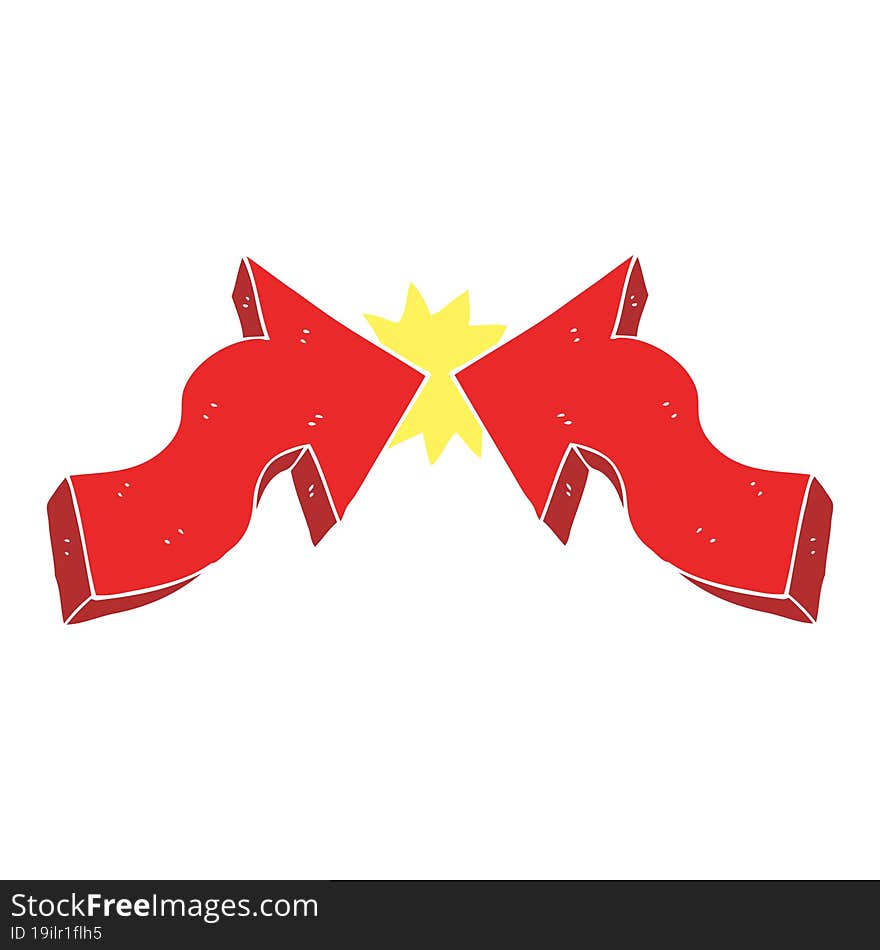 flat color illustration of a cartoon pointing arrows