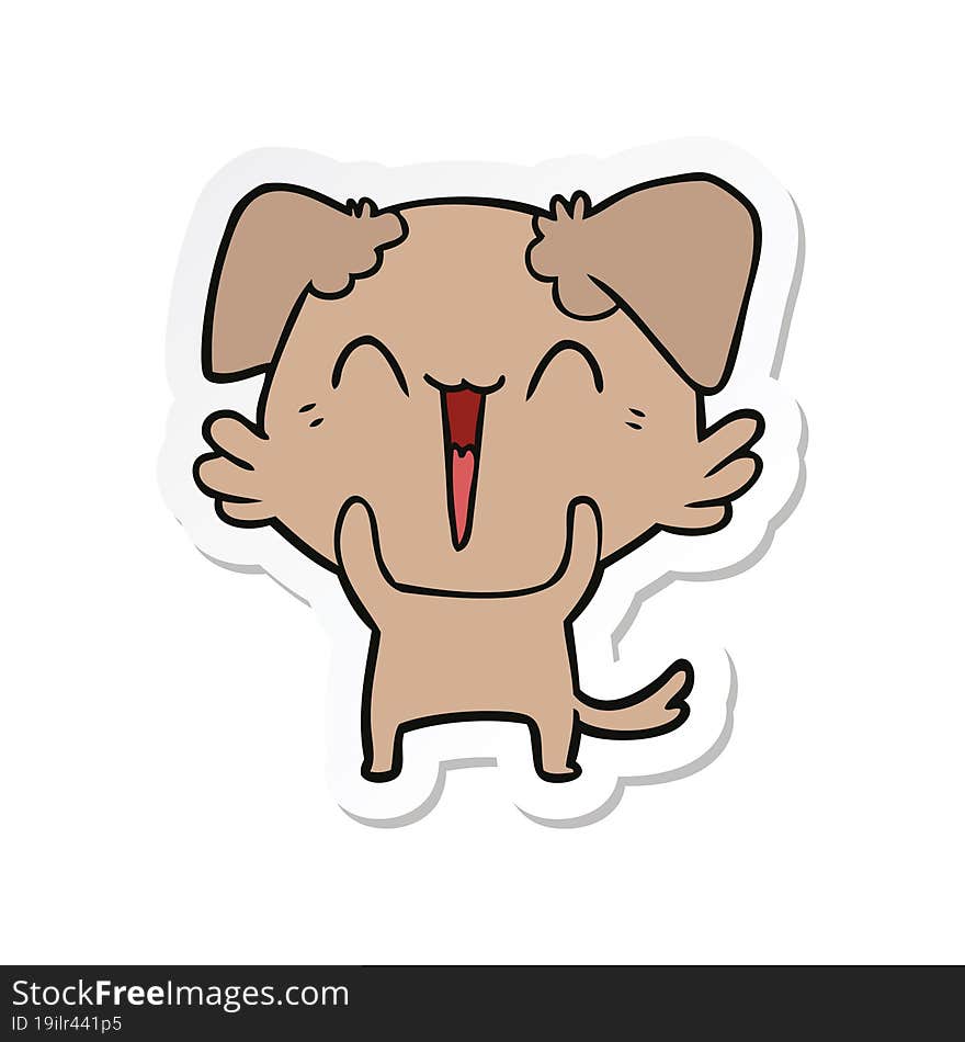 sticker of a happy little dog cartoon