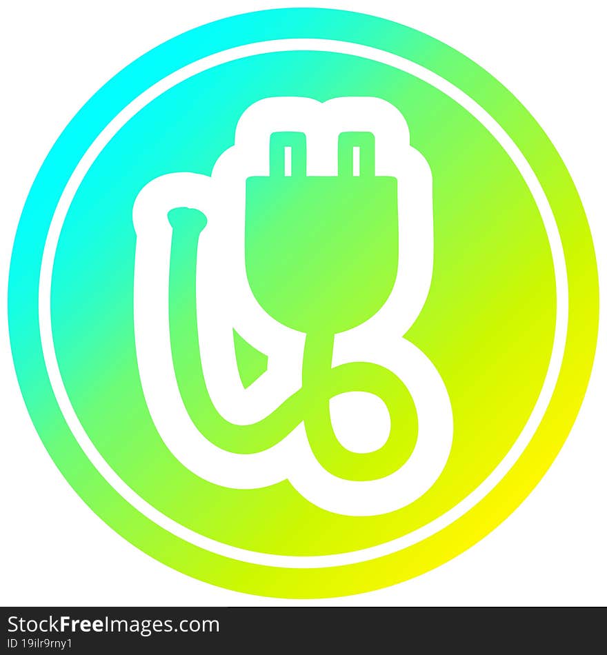 electrical plug circular in cold gradient spectrum