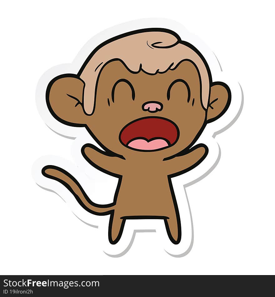 sticker of a shouting cartoon monkey