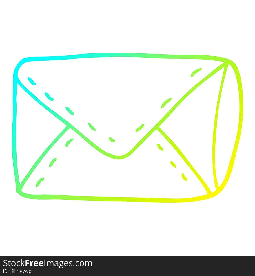 cold gradient line drawing cartoon envelope