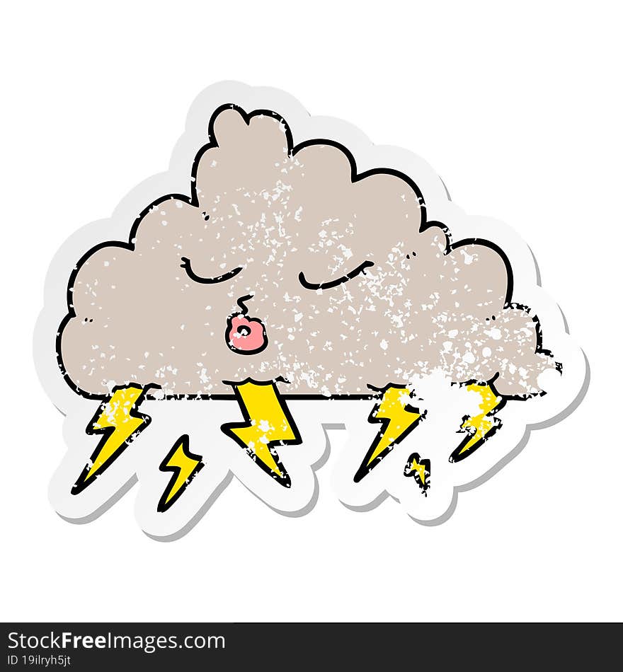 distressed sticker of a cartoon thundercloud