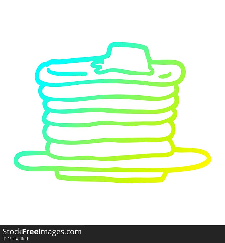 cold gradient line drawing cartoon stack of pancakes