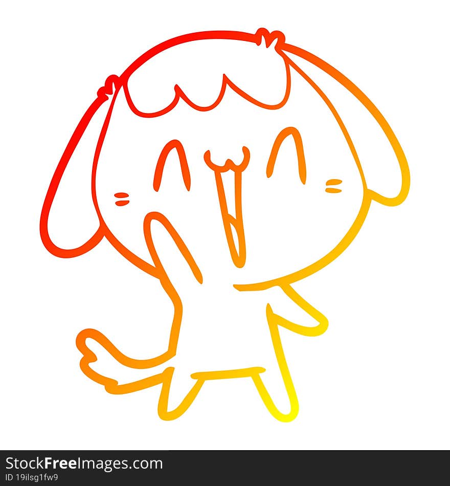 Warm Gradient Line Drawing Cute Cartoon Dog