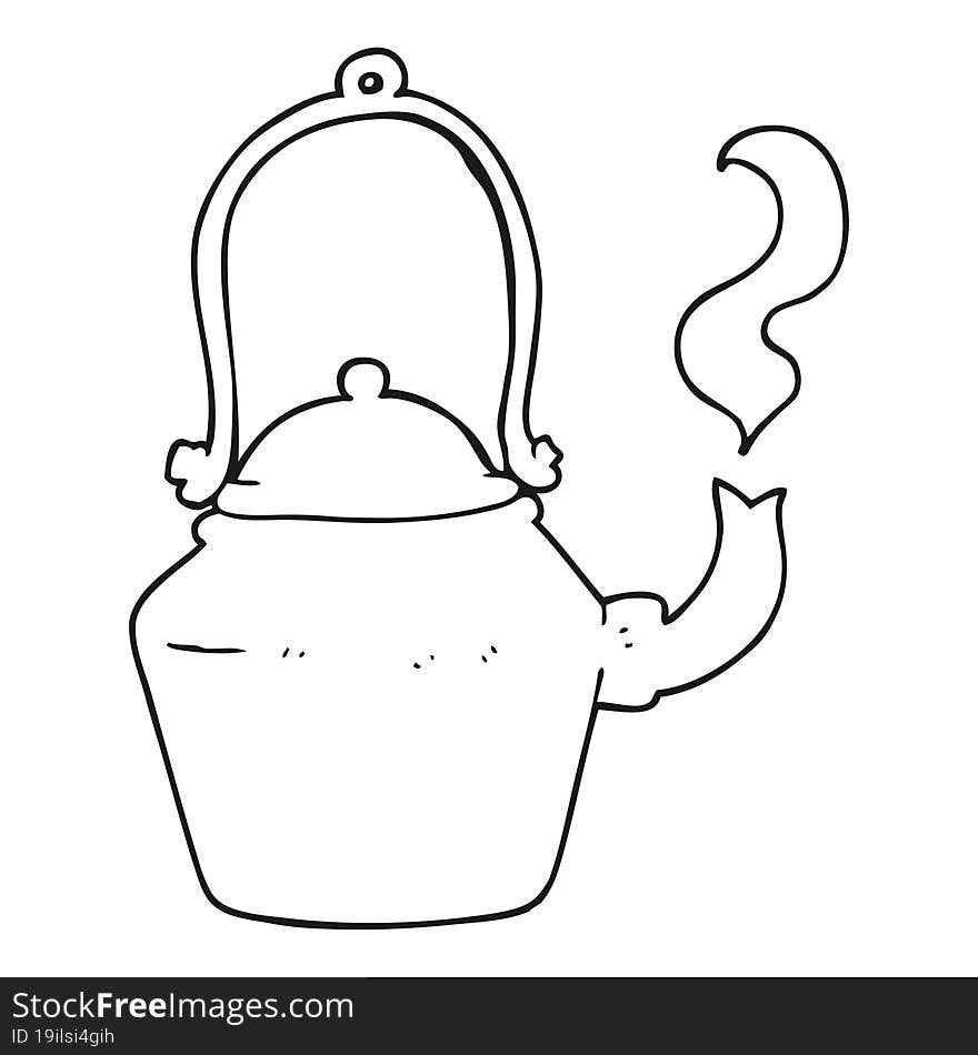 black and white cartoon old black kettle