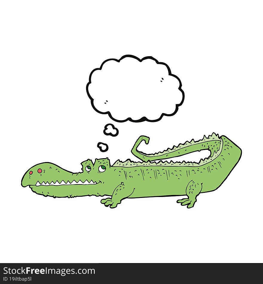 cartoon crocodile with thought bubble