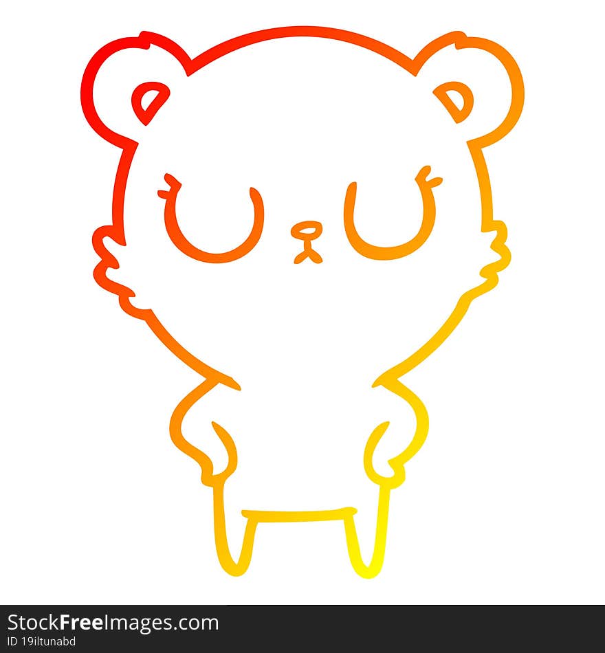 warm gradient line drawing peaceful cartoon bear