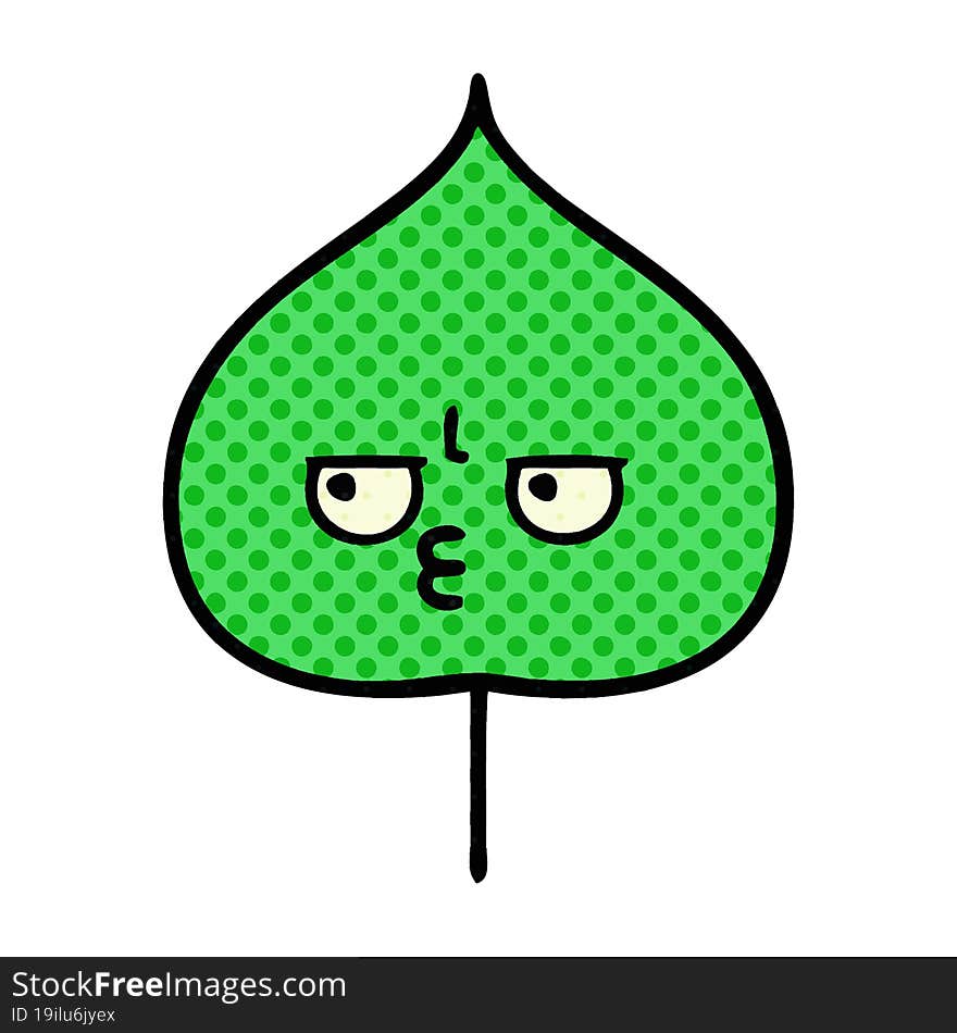 comic book style cartoon of a expressional leaf