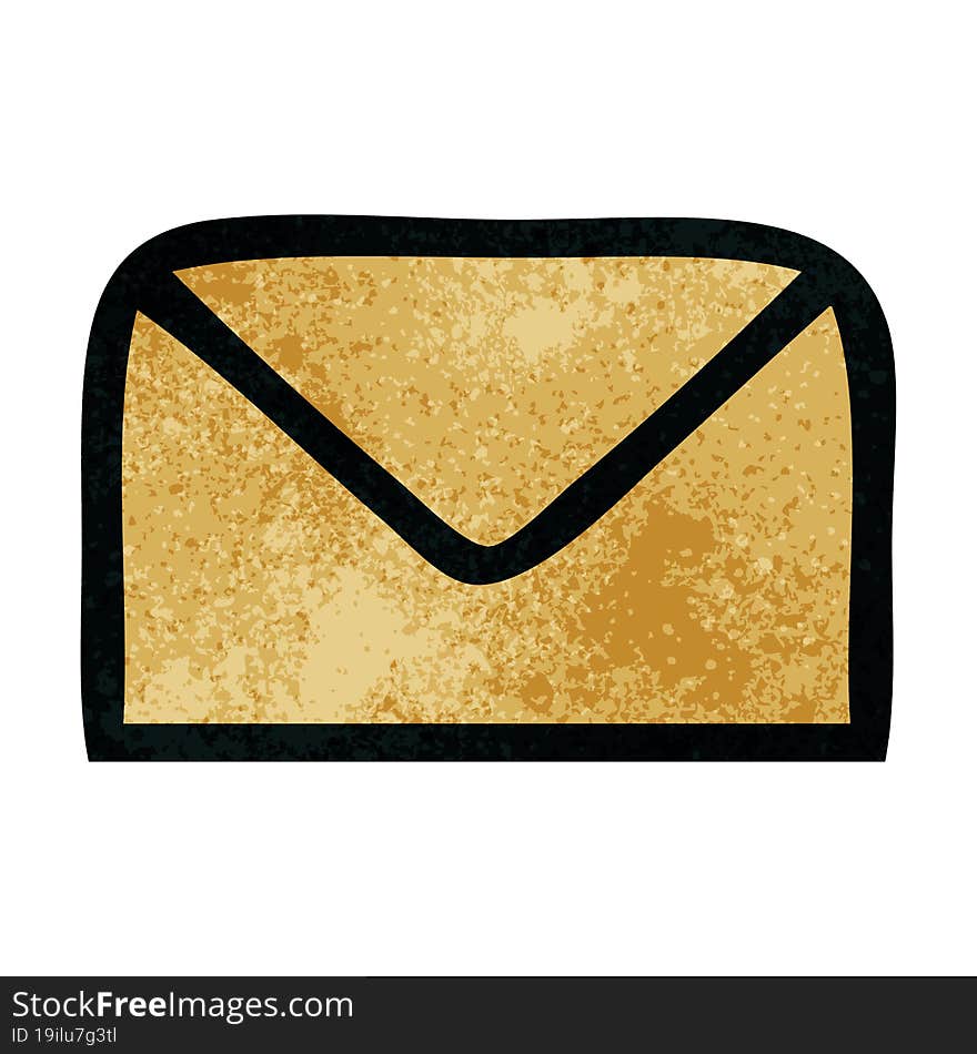 retro grunge texture cartoon of a paper envelope