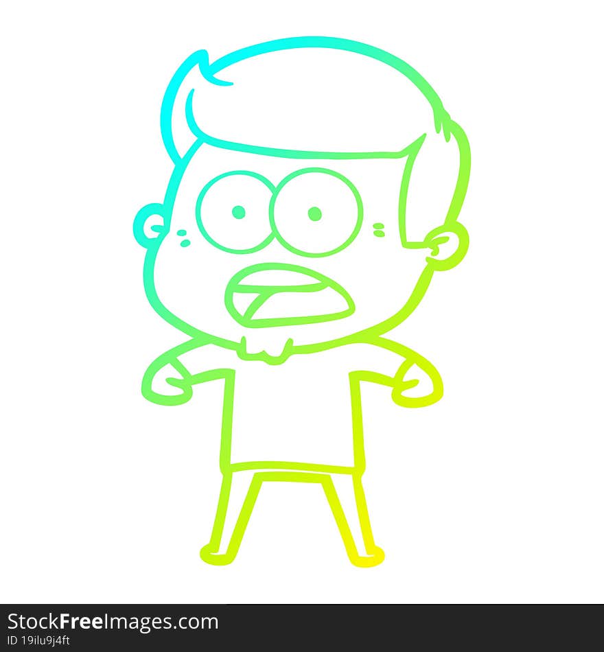 cold gradient line drawing cartoon shocked man