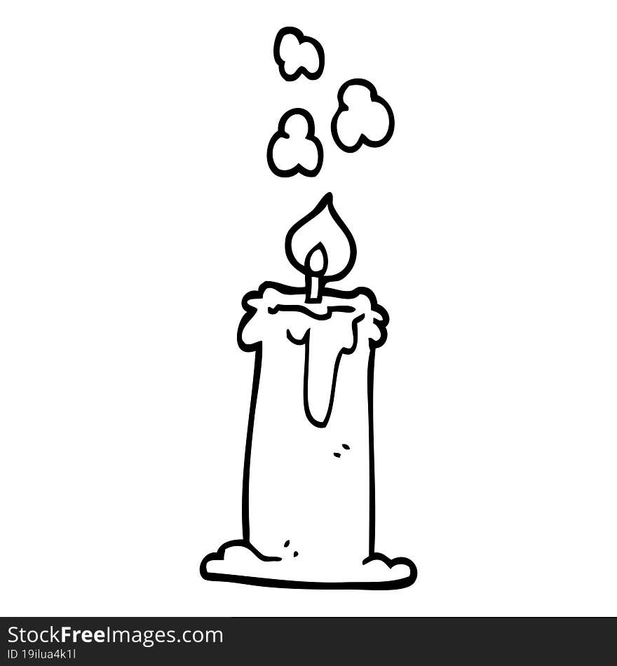 line drawing cartoon lit candle