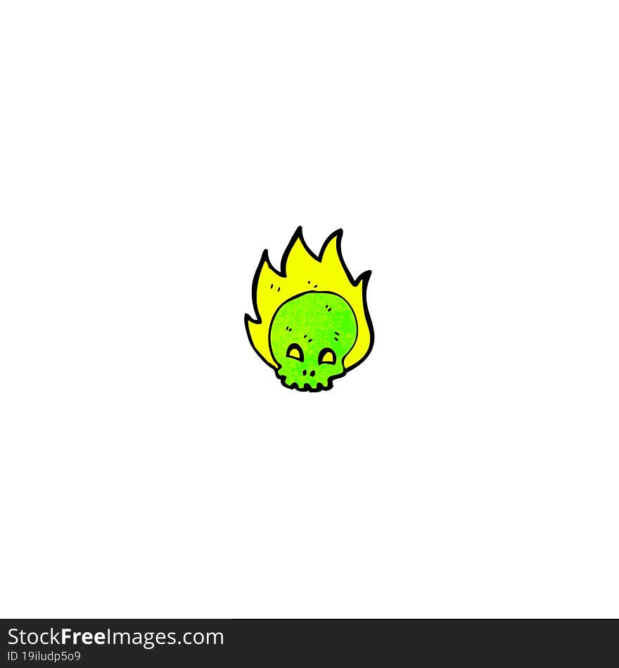 cartoon flaming skull