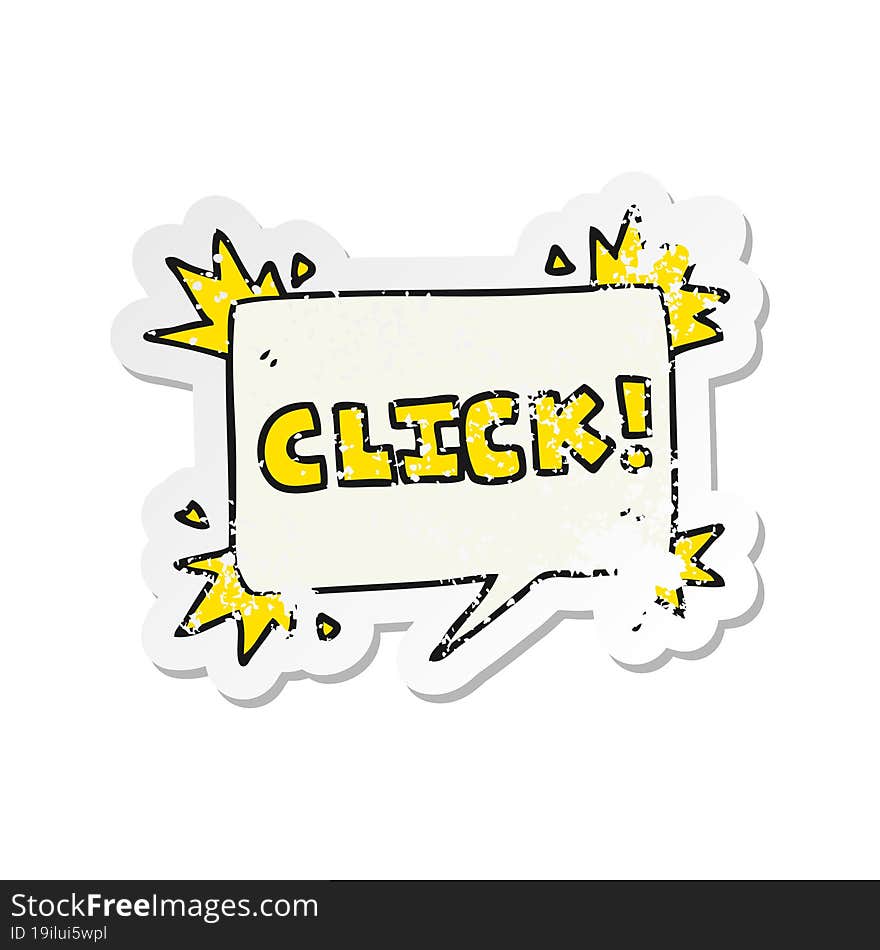 retro distressed sticker of a cartoon click sign