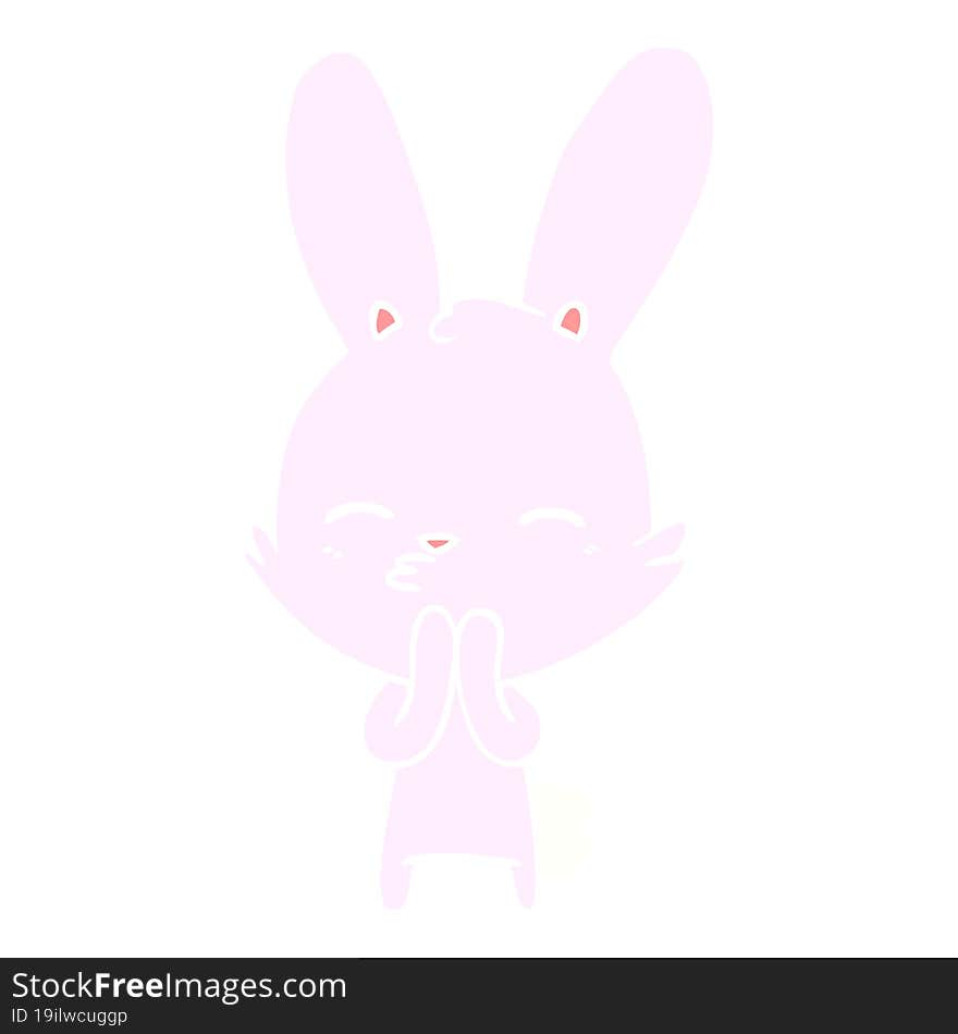 curious bunny flat color style cartoon