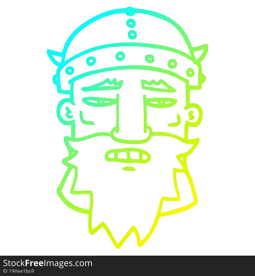 cold gradient line drawing cartoon viking face