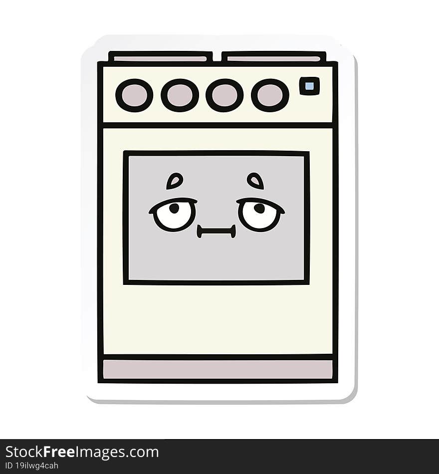 sticker of a cute cartoon kitchen oven