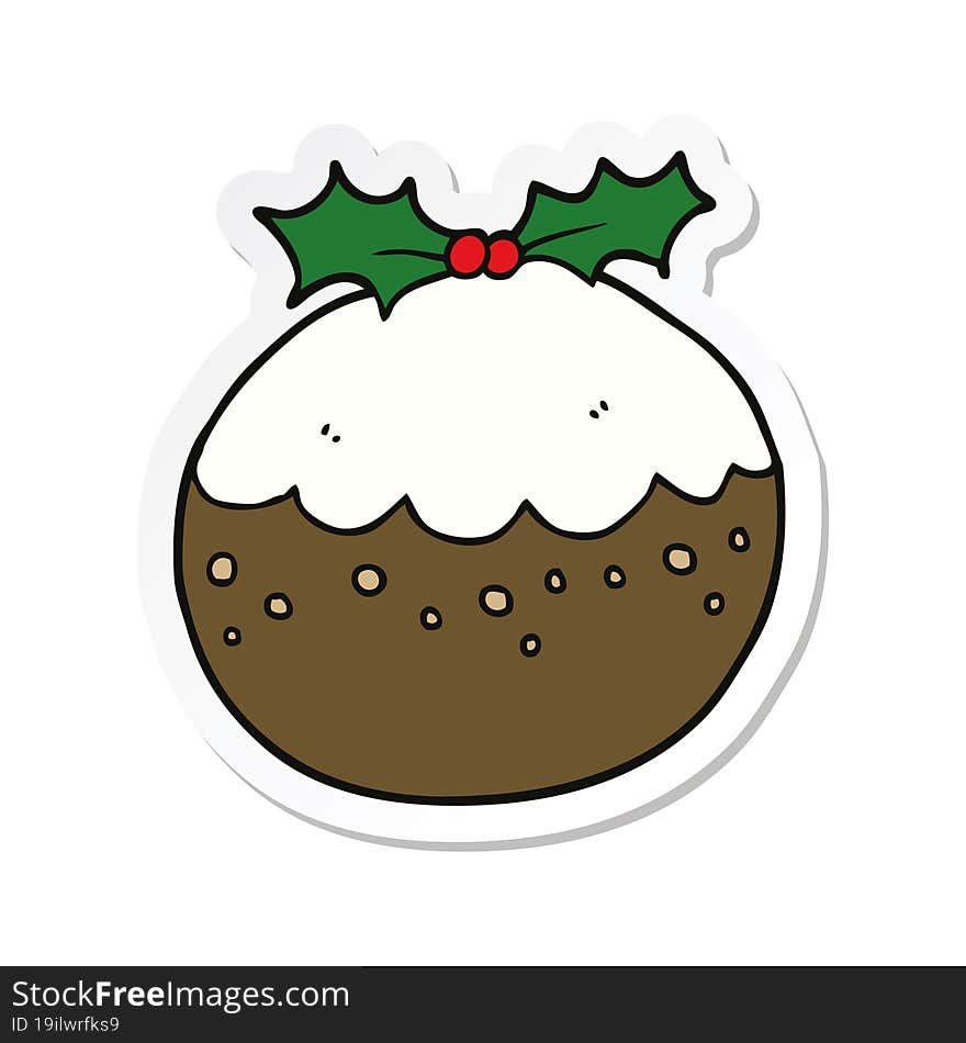 sticker of a cartoon christmas pudding