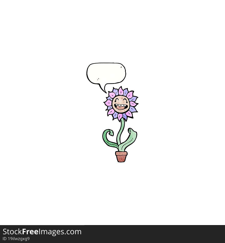 cartoon flower with speech bubble