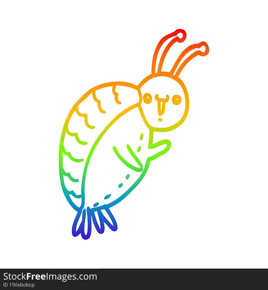 rainbow gradient line drawing cartoon beetle