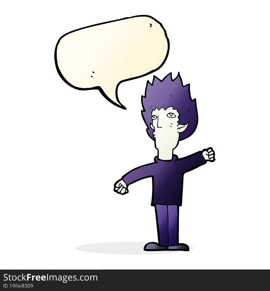 cartoon vampire man with speech bubble