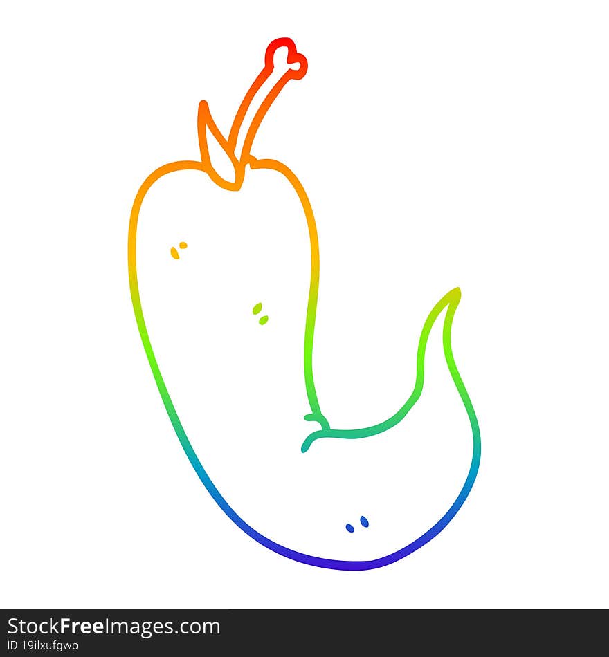 Rainbow Gradient Line Drawing Cartoon Red Hot Chilli Pepper