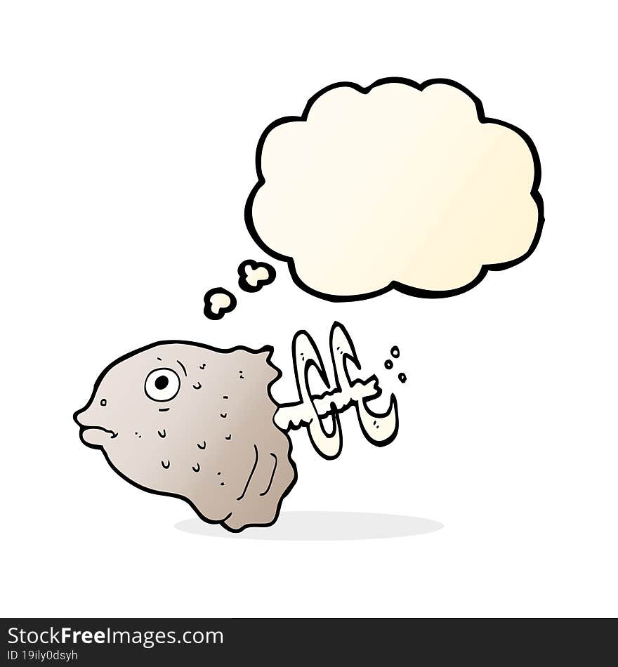 Cartoon Fish Head With Thought Bubble