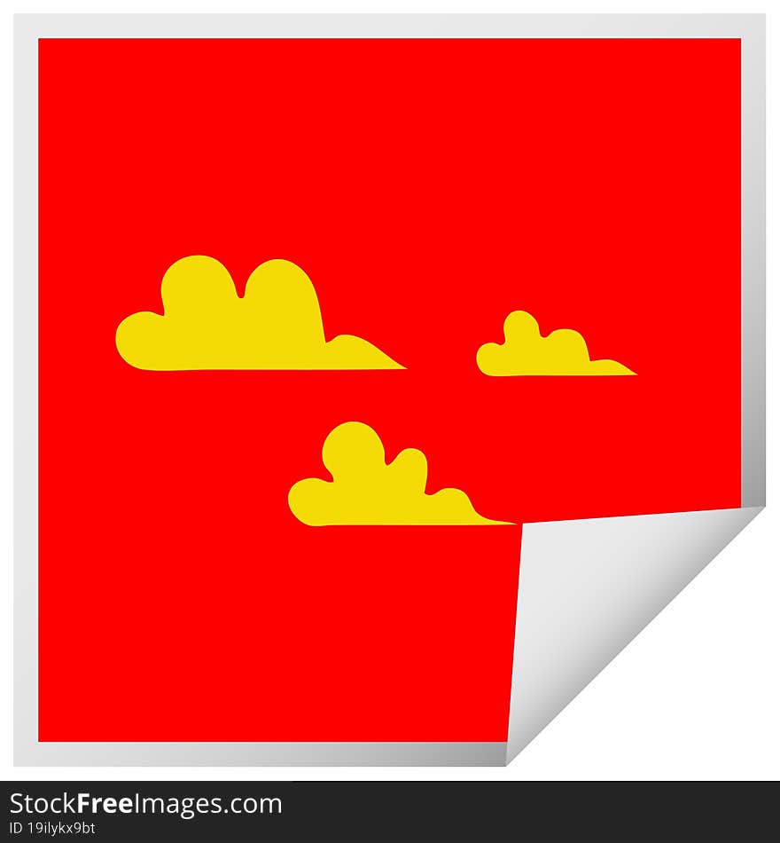 square peeling sticker cartoon of a cloud