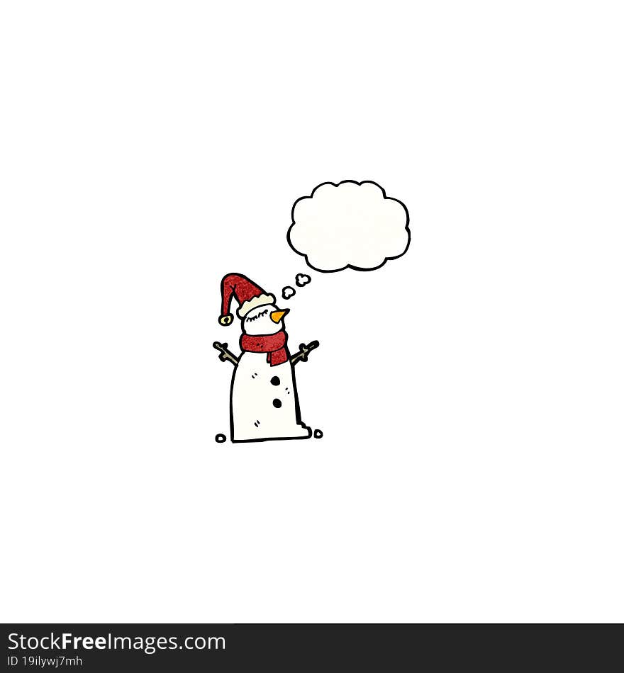 Cartoon Snowman With Thought Bubble