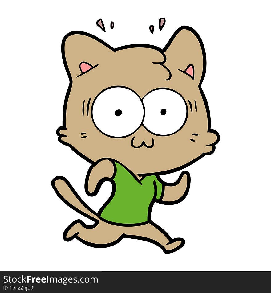 cartoon surprised cat running. cartoon surprised cat running